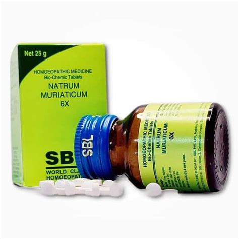 Buy SBL NATRUM MURIATICUM BIOCHEMIC TABLET 6X 25 GM PACK OF 2 Online ...