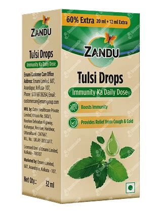 Zandu Tulsi Immunity Boosting Drops 32 Ml - Uses, Side Effects, Dosage ...