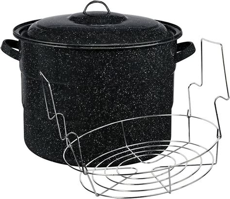 Granite Ware Canning Pot with Rack & Lid - 21 Quart Large Boiling Water ...
