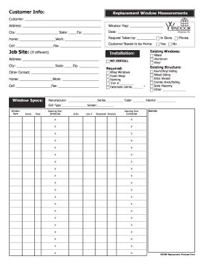 Window Order Form Template - Fill Online, Printable, Fillable, Blank ...