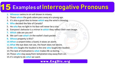 Image result for Interrogative Pronouns Examples