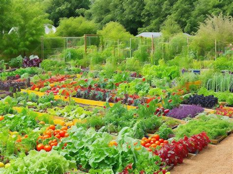 Premium Photo | A vegetable garden with many different types of vegetables