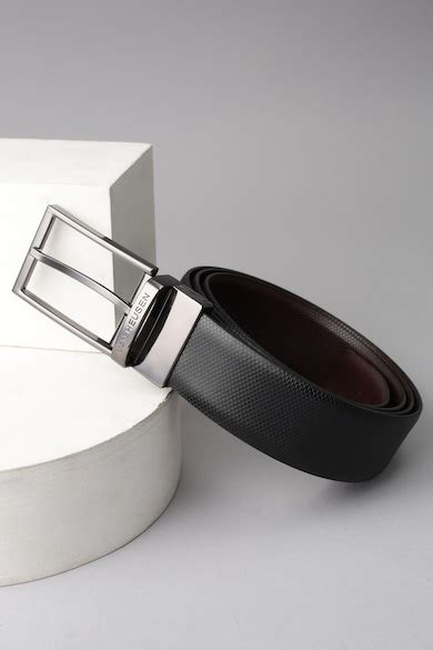 Buy Men Black Textured Formal Belt Online - 39934323 | Van Heusen