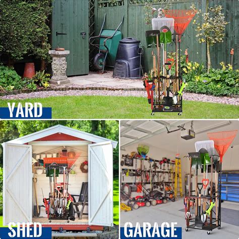Buy Mythinglogic Garden Yard Tool Organizer for Garage with Wheels ...
