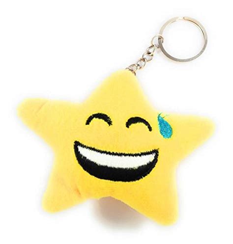 Key Era Star Emoji Emotion Face Cushion Soft Toy Keychain (Yellow ...