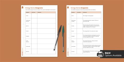Energy Stores Anagrams