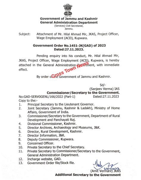 J&K Govt orders attachment of JKAS Officer