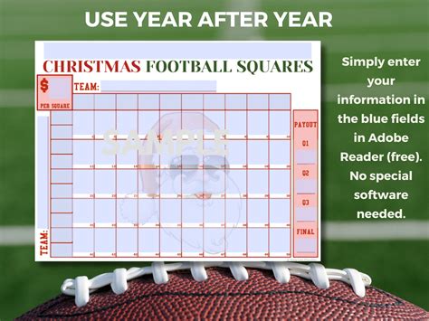 50 Football Squares Template Printable Editable PDF Christmas Football ...