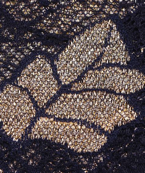 Navy Blue Colour Foil Print Cut Work Net Fabric