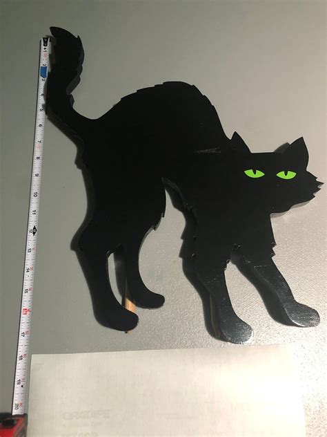 Black Wooden Halloween Cat | Etsy