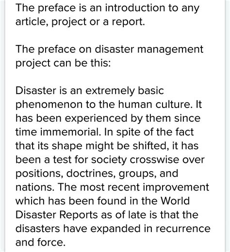 Write a preface on disaster management - Brainly.in