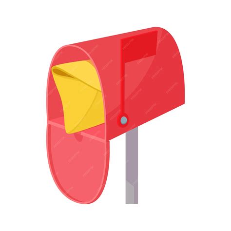 Red mailbox with mail icon in cartoon style on a white background ...