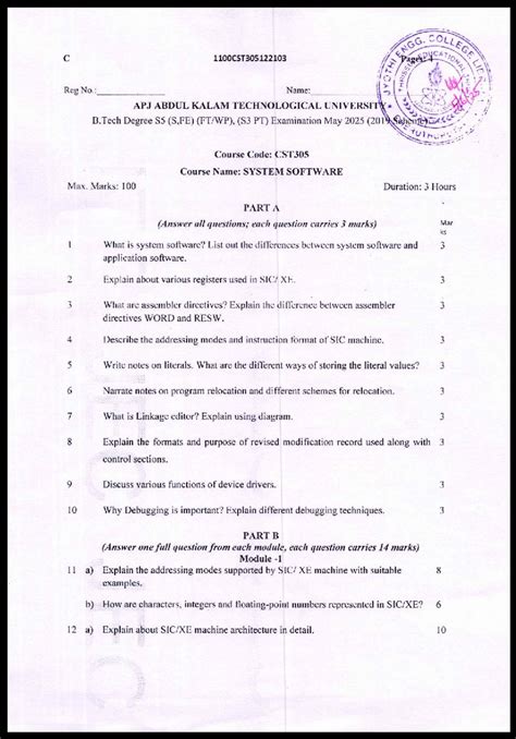 CST305 System Software - Previous Year Questions (PYQ) - Studocu