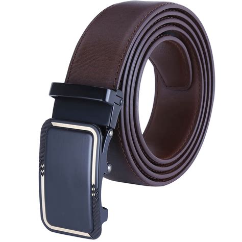 Labnoft Men's Stylish Auto-Lock Pu Leather Belt Without Holes, Brown