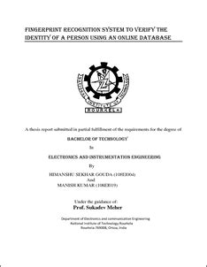 Fingerprint recognition system to verify the identity of a person using ...