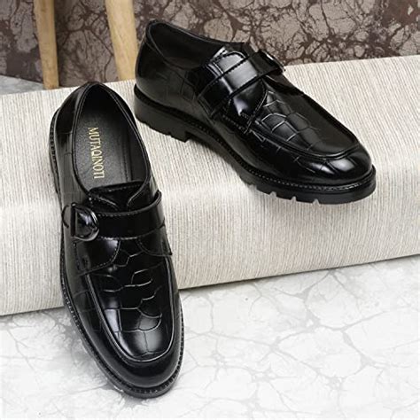 Buy MUTAQINOTI Men's Midnight Black Faux Leather Shoe Gothic Platform ...