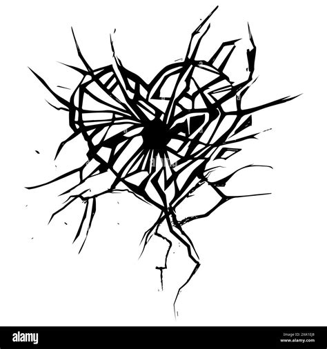 Illustration of heart with a bullet hole, broken love affection symbol ...