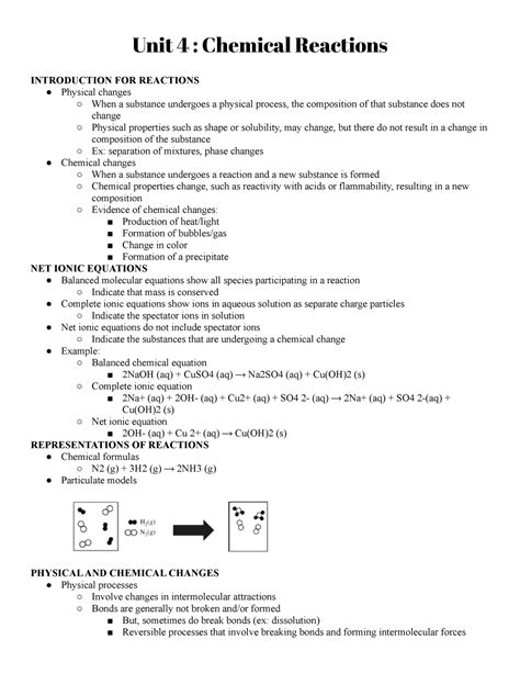 AP Chemistry Unit 4 Review - Unit 4 : Chemical Reactions INTRODUCTION ...