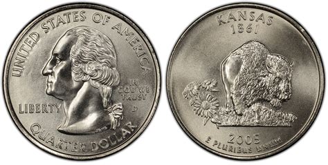 2005-D 25C Kansas Satin Finish (Special Strike) Washington 50 States ...