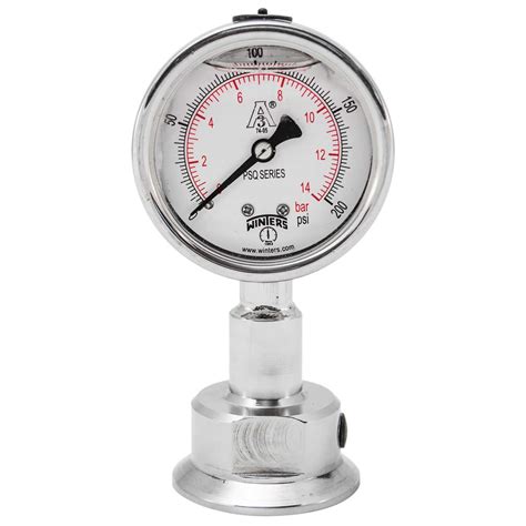 Winters PSQ Series Aluminum Dual Scale Sanitary Pressure Gauge, 2-1/2 ...