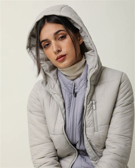 Rareism Women Frith Beige Polyester Fabric Full Sleeves Solid Hooded J