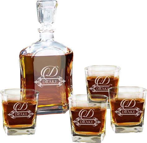 Buy Personalized 5 pc Whiskey Decanter Set - Decanter and 4 Glasses ...