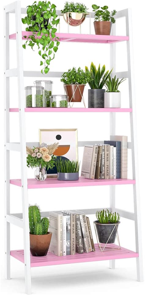 Buy Homykic Ladder Bookshelf, 4-Tier Bamboo Ladder Shelf 49.2” Open ...