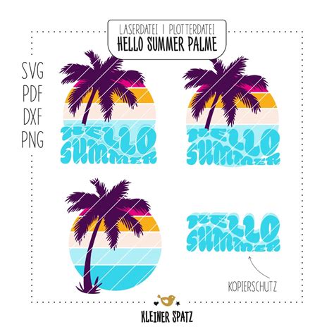 Plotterdatei, Laserdatei Motiv Hello Summer Palme - Palme | Sonne ...