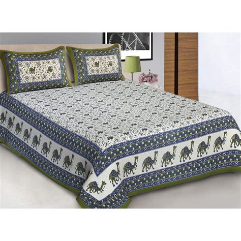 Radha Rani Animal Print Jaipuri Cotton Double Bedsheet with Pillow ...
