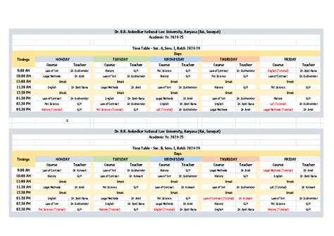 TIME Table AY 2024-25 - Legislative - Course Teacher Course Teacher ...