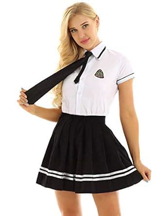 Agoky Women Adult Japanese School Girl Outfit Sailor Plaid Mini Skirt ...