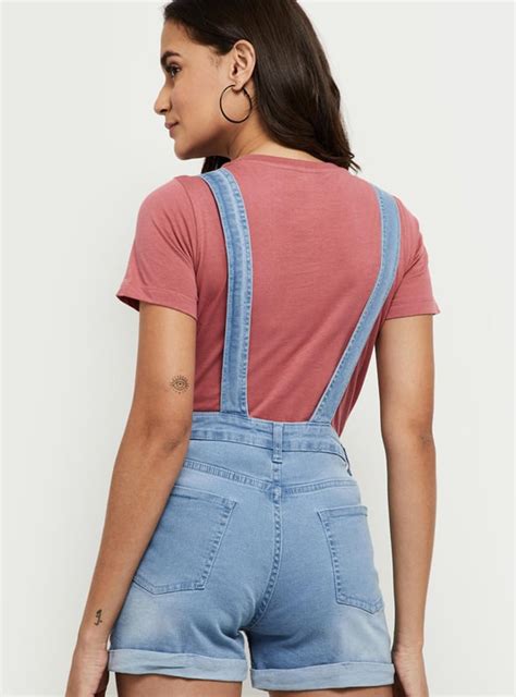 Buy Women Light-Washed Denim Dungarees Online at just Rs. 1299.0 ...