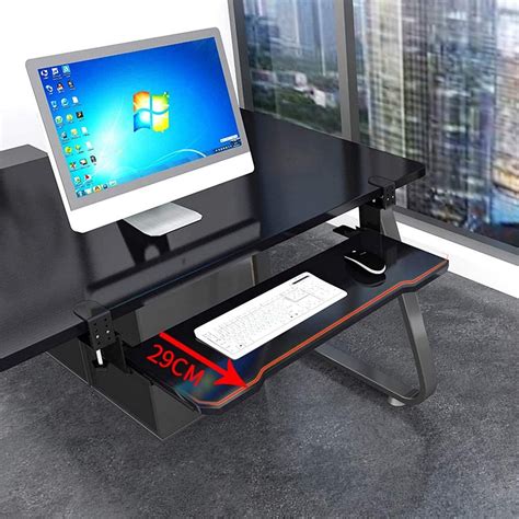 Buy Black Sliding Keyboard Tray with C-Clamp Under Desk Ergonomic ...