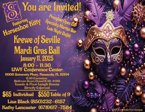 Krewe of Seville Mardi Gras Ball, University of West Florida, Ferry ...