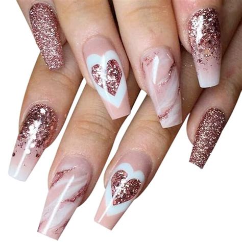 Secret Lives Glossy Premium Artificial Nails Light Pink Color with ...