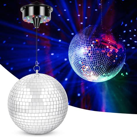 Meagoo Disco Ball with Motor and Light, 8" Hanging Mirror Ball and 6RPM ...