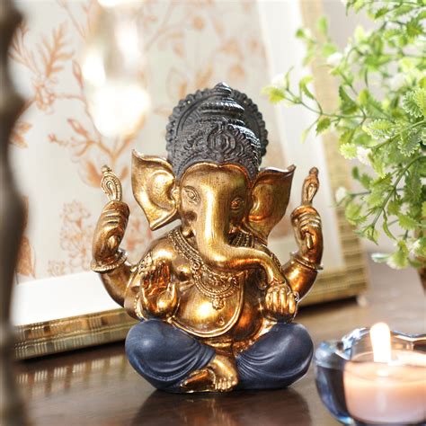 Shop Blue Antique Sitting Polyresin Ganesha Figurine - Small - at Best ...