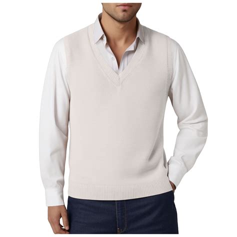 GHSOHS Mens Sweater Casual Hoodies White Sweaters for Men Sweater Vest ...