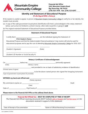 Fillable Online mecc Identity and bStatementb of Educational bPurposeb ...