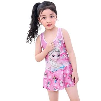 Buy SVNFOXX Girls Princess Swimming Dress One Piece Swimwear for Kids ...