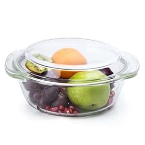 AGARO Elite Borosilicate Glass Casserole with Lid, 2000ml, Serving Bowl ...