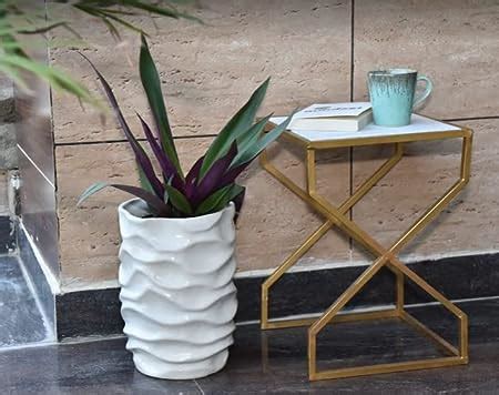 Niyara Premium White Self Pattern Look Ceramic Pots Planters for Indoor ...