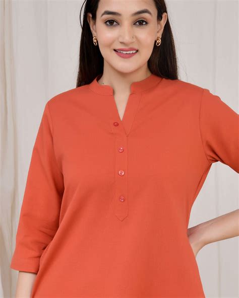 Red Rust Short Kurti – Palla Jaipur
