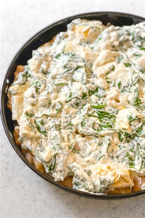 Spinach Artichoke Baked Chicken | Andie Mitchell
