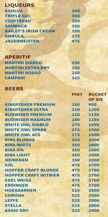 Menu at The Boozy Griffin Marathahalli, Bengaluru, 5th Floor