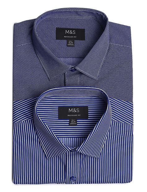 Buy 2PK Easy To Iron Printed Shirt at Marks & Spencer