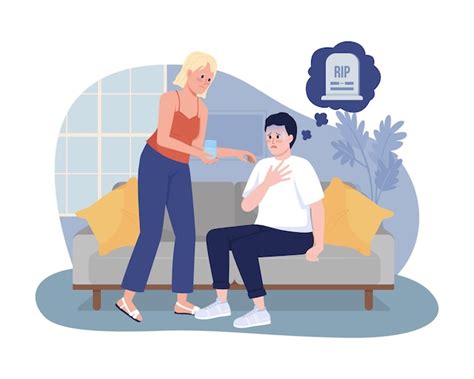 Angst vor dem Tod 2D-Vektor isolierte Illustration Mann hat ...