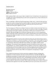 Image result for Reflective Memo Example