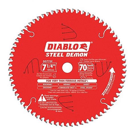 DIABLO, 7 1/4 in Blade Dia., 70 Teeth, Circular Saw Blade - 53WC04 ...
