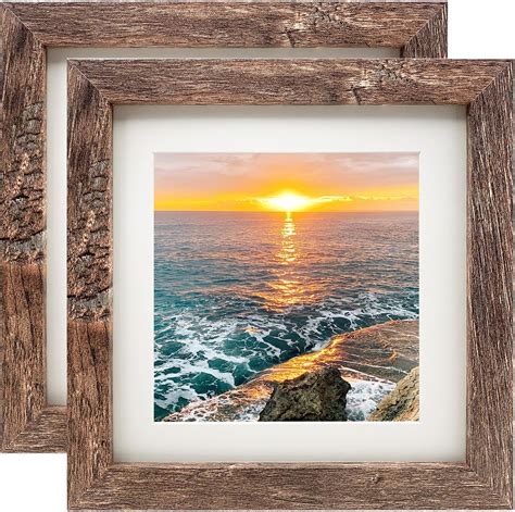 Amazon.com - LEKAIYA 7x7 Picture Frames Set of 2, Square Rustic Wood ...